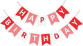 Red Happy Birthday Banner Sign Happy Birthday Bunting Banner Garland for Kids Girl Woman Birthday Tea Party Decorations Bunting Flag Birthday Party Supplies