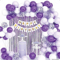 ZHENGYE Purple Birthday Party Decorations Kit Happy Birthday Banner Fringe Curtains Confetti Balloons for Women Girls Party Decorations Supplies