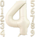 4 Balloon, 4 Balloon Number, Number 4 Balloon 40 Inch, Sand White Large Big Foil Number Balloons for Birthday Party Graduation Wedding Anniversary Baby Shower Bachelorette Decoration Supplies