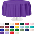Mulbozy 2 Pcs Purple Round Tablecloth, 84 inches Disposable Plastic Purple Circle Table Covers for Baby Shower Wedding Bridal Shower Birthday Party Decorations