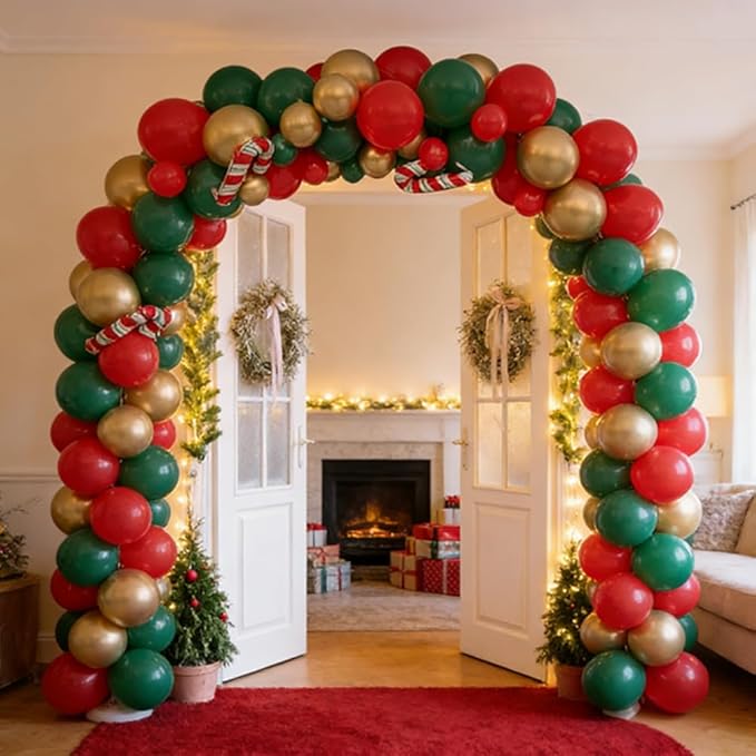 300 Pcs Green Gold and Red Balloons 12 Inch Bulk Latex Assorted Color Balloon for Birthdays Weddings Christmas Party Decorations