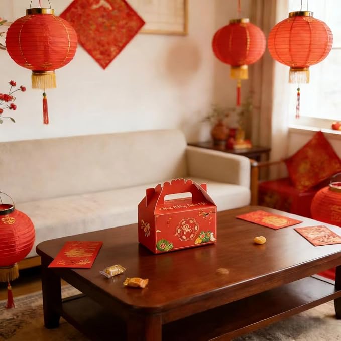 KYMY 2026 Vietnamese New Year Party Favor Boxes, 10PCS Tết Việt Nam Spring Festival Goodie Candy Treat Gift Holders, Zodiac Horse Treat Boxes for Asian Vietnam Lunar New Year Party Decorations
