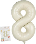 40in Birthday Big Number Balloon - CARGEN Giant Foil Balloons for Women Men Birthday Party Wedding Anniversary Supplies Decorations, Creamy White Eight, No.8
