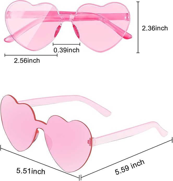 AEAHALY Heart Sunglasses for Women and Men Rimless Heart Shaped Sunglasses Bachelorette Bride Party Accessories