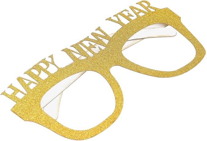 BinaryABC Happy New Year Glasses,Glitter Glasses Frames,2026 New Years Eve Party Decorations,Happy New Year Party Favor,10Pcs