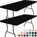 Smiry 2 Pack Rectangle Picnic Table Cloth, Waterproof Elastic Fitted Tablecloths, Washable Polyester Rectangular Patio Table Cover for Camping, Indoor and Outdoor (Black, 30"x96")
