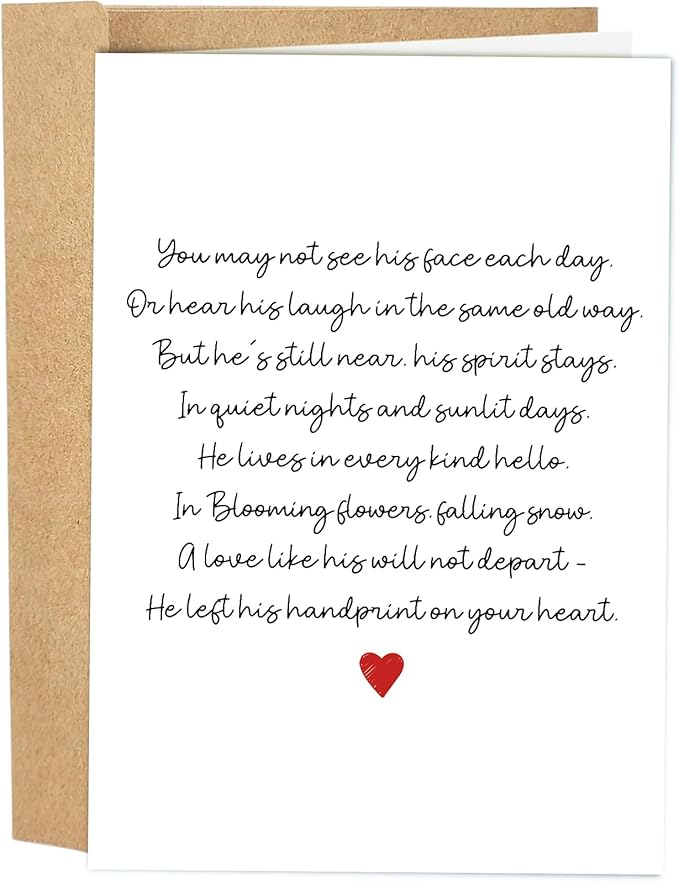 Poem Sympathy Card for Her Him, Condolence Card for Loss of Loved One, Bereavement Cards, Sorry for You Loss Cards Gift