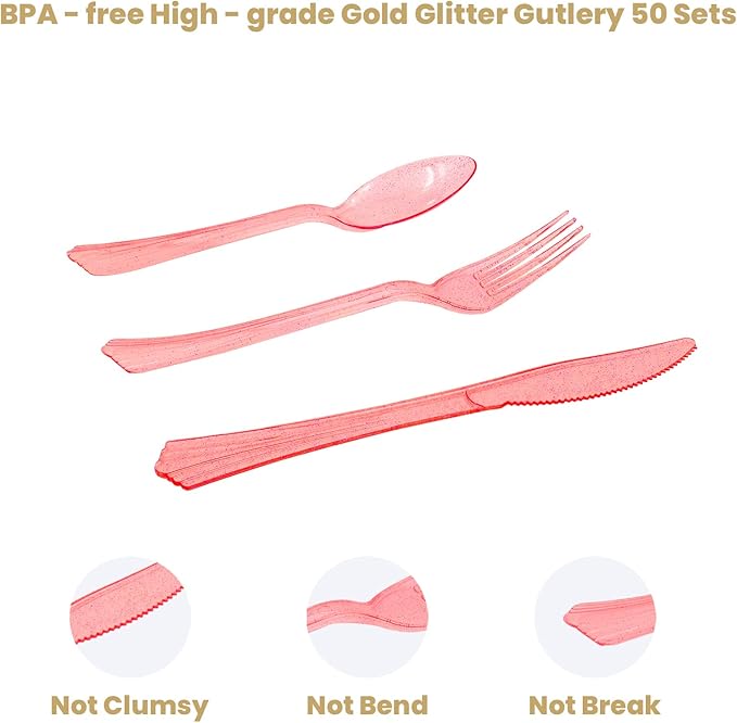 AIRE 350PCS White and Rose Gold Paper Plates Party Supplies for 50 Guests Party Decorations Dinnerware Rose Golden Dot Paper Plates Napkins Cups Gold Plastic Forks Knives Spoons for Wedding Birthday