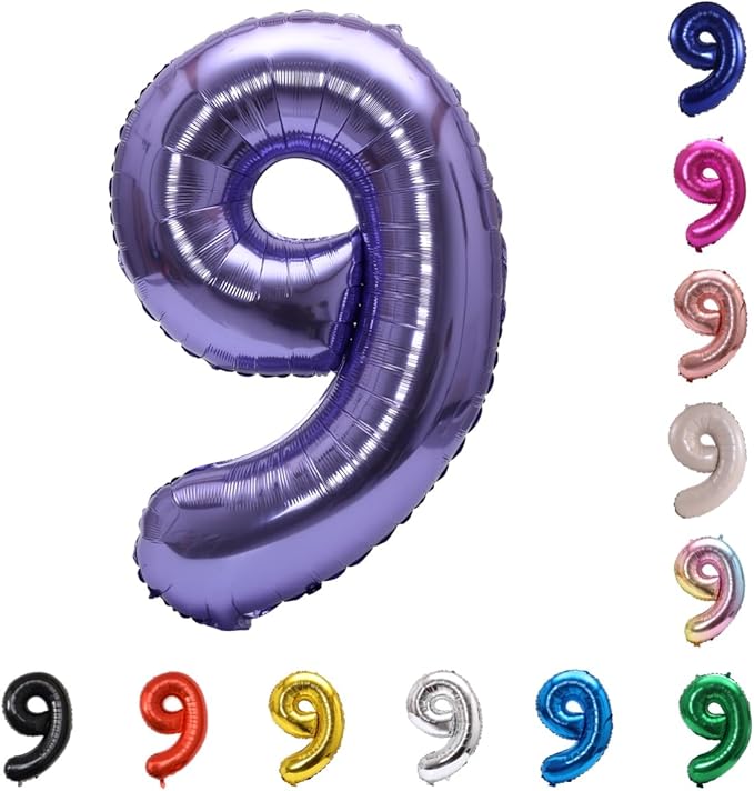 YPSelected 32 Inch Large Foil Helium Number Balloon Birthday Wedding Party 0-9 (Purple, 9)