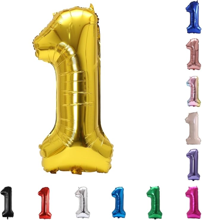 YPSelected 32 Inch Large Foil Helium Number Balloon Birthday Wedding Party 0-9 (Gold, 1)