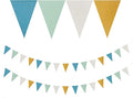 Teal-Blue Mint Ivory-Gold Party-Decorations Banner,2 Pack Glitter Paper Triangle Pennant Flags Streamers,Birthday Wedding Engagement Bridal Baby Shower Bachelorette Decor Bunting Lasting Surprise