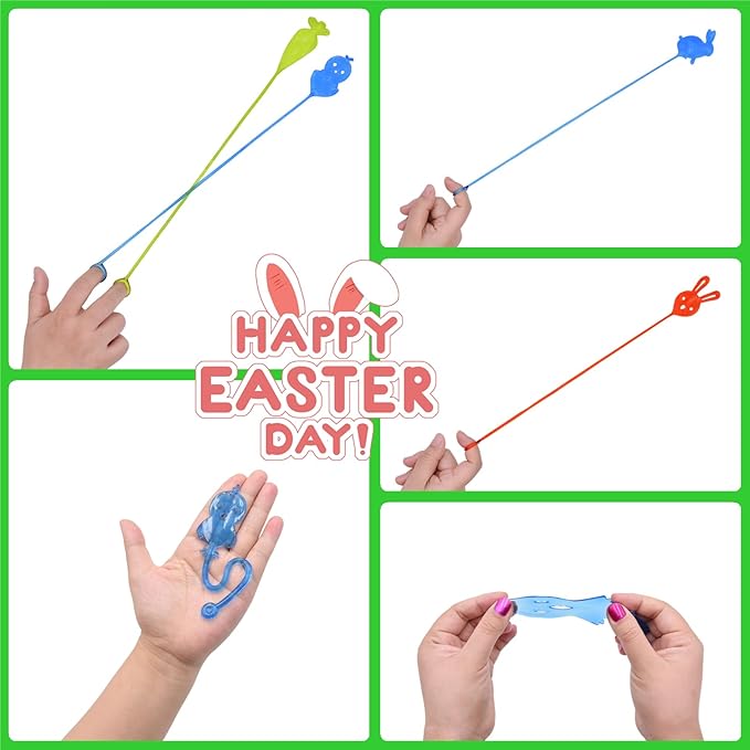 24 Pack Easter Sticky Hand Toys with 24 Pcs Plastic Easter Eggs, 9 Styles Easter Sticky Stretchy Toys for Kids Boys Girls Easter Basket Stuffers Egg Fillers Party Favors Gifts