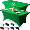 Trlyc 2 Pack 4FT Spandex Table Cloth - 48 x 30 Inch Rectangular Stretch Tablecloth, Wrinkle Resistant Scretch Table Cover for Wedding, Party, Banquet, Picnic, Outdoor Decoration (2Pcs,Green)
