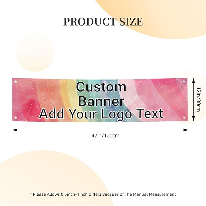 Custom Banners Personalized Banner Signs Add Your Own Design for Party Birthday Graduation Wedding Event Decoration 12×47 Inches