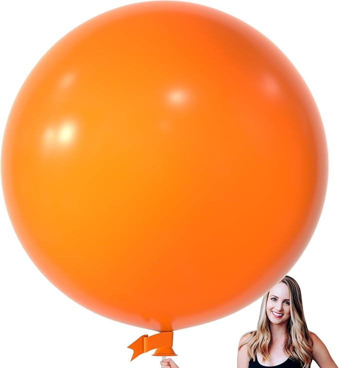 KALOR 36 Inch Giant Orange Balloons, 6 Pack Large Round Orange Latex Balloons for Anniversary, Birthday, Christmas, Wedding, Baby Shower Party Decorations