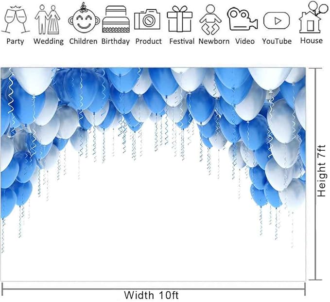 10x7ft Balloon Backdrop, Suitable for Birthday Parties, Baby Showers, Team Gatherings, and Family Gatherings and Photography Background Cloth