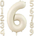 Number 6 Balloon, 6 Balloon, Number Balloons 40 Inch, Sand White Large Big Foil Number Balloons for Birthday Party Graduation Wedding Anniversary Baby Shower Bachelorette Decoration Supplies