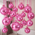 12PCS Pearl Pink Round Foil Balloons, 22" 15" 10" Large 4D Ball Balloons Metallic Pink Mirror Sphere Balloon for Graduation Valentines Day Wedding Women Girls Birthday Party Ceiling Decorations