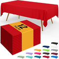 Smiry Disposable Table Cloth - 12 Pack, 54 x 108 Inch Waterproof Rectangle Tablecloths for Parties, Decorative Plastic Table Cover, Leakproof & Sturdy, Red
