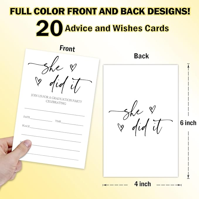 Black And White Graduation Invites 20 Pcs Minimalism Graduation Party Invitations She Did It Grad Party Invites for Women Double Sided Invitation Card for University Graduating Decorations Y419