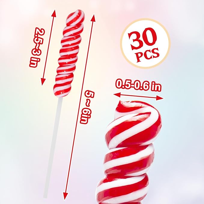 Valentines Day Lollipops Candy - Individually Wrapped Holiday Red Twisty Lollipops Bulk - Valentine Themed Suckers for Party Favor, Goodie Bags, Candy Buffet - Strawberry Flavors, 30 Pack
