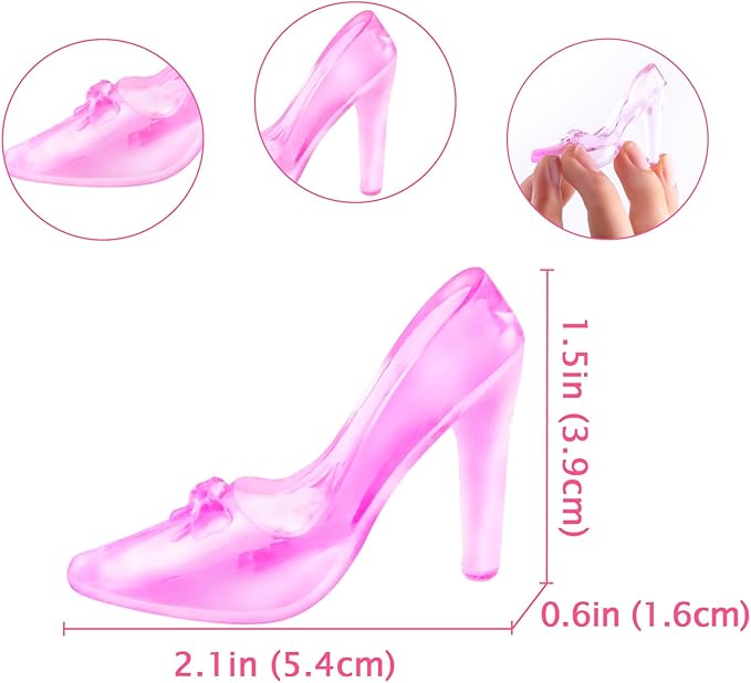 Niceup 75pcs Small Princess Glass Slippers 2in Plastic Crystal High Heel Shoes Toy for Princess Party Favors Doll House Decorations Cupcake Toppers Girls Craft Trinkets Pinata Fillers Hide Seek Toys