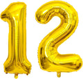 Large Gold 12 Number Balloons, 40 Inch Jumbo Number 12 Balloon, Gold Foil Mylar Balloons for Girl Sweet 12th/21th Birthday Party, Anniversary Decorations