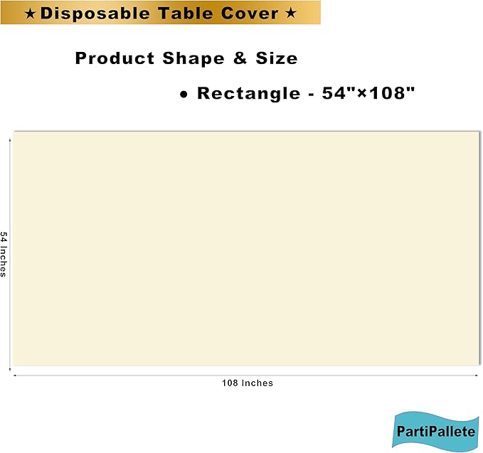 3-Pack Premium Plastic Ivory Tablecloth Disposable 54" x 108" Rectangle Cream Table Cover PEVA Party Milky Off White Table Cloths for Birthday Wedding Engagement Bridal Shower Banquet