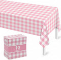 10PCS Premium Plastic Pink&White Checkered Tablecloths, 54*108inch Large Disposable Tablecover for Gatherings, Thickened Rectangle Table Decoration for Picnic, Barbecue,Dinner, Party Supplies Bulk