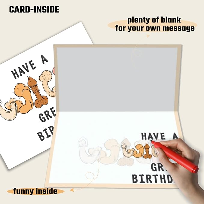Funny Birthday Card for Women Men|Rude Birthday Card for Female Friends| Funny Rude Adult Theme Bday Cards ‘Willy Great Birthday’