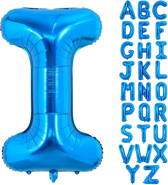 TONIFUL 40 Inch Large Blue Letter I Balloons, Giant Alphabet Letter, Foil Mylar Big Balloons for 2026 Graduation Birthday, Anniversary, New Year and Graduation Supplies Decorations