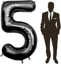 60 Inch Black Number Balloon Large Foil Number Balloons With Base，0-9 Big Number Balloons for Birthday Party Supplies Decorations