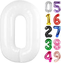 White Number 0 Balloon 40 Inch, 0 Balloon Number for 10th 20th 30th 40th 50th 60th Birthday Decorations, White Party Supplies