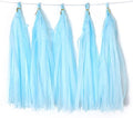 Blue Tissue Paper Tassel DIY Hanging Paper Decorations Party Garland for Parties, Weddings, Festivals, Baby Showers - 20PCS (SKY BLUE 35CM)