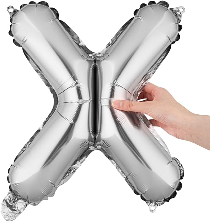 Restaurantware-Balloonify 16 Inch Letter Balloon, 1 Alphabet Party Balloon - Letter X, Self-Sealing, Silver Foil Mylar Finish, Hanging Loop, Decoration For Birthday, Wedding, Or Graduation