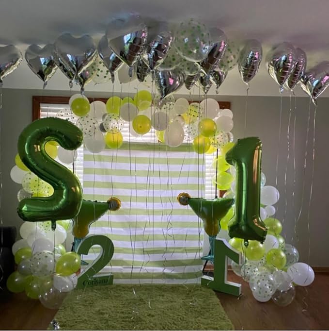 40 Inch Green Number Balloon 2, Large Number Foil Balloons Mylar for Girl Boy Birthday Party Celebration Decorations Supplies, Digital Balloons for Wedding Anniversary Events Decorations