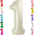 Number Balloons 1, 40 Inch One Balloons for 1st Birthday Girl Boy 1 11 21 Party Decorations Baby Shower Photo Shoot, Cream White 1 Balloon