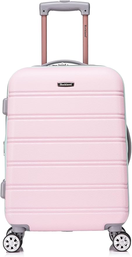 Rockland Melbourne Hardside 2 Piece Expandable Spinner Wheel Luggage Set, Carry-On 20" and Tote 14", Mint