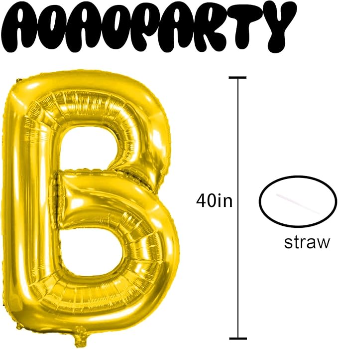 Letter Balloons 40Inch Large Giant big Foil Mylar Gold Balloons B for Birthday Party Decorations