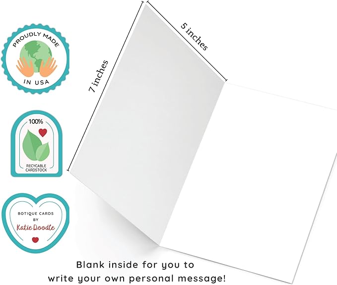 Katie Doodle - Funny Birthday Cards for Women, Friend (Handmade in USA) - Great for 30th, 40th, 50th, 60th, 70th, 75th, 80th, 90th Birthday Gifts for Women Her Friends - Includes 1 Card & 1 Envelope