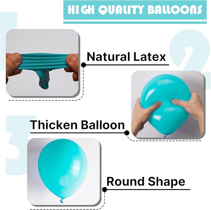 PartyWoo Teal Balloons 152pcs Different Sizes Pack of 18 12 10 5 Inch Turquoise Dark Teal Balloon Arch Kit for Baby Shower Gender Reveal Graduation Mermaid Birthday Pool Party Decorations Blue-Y69