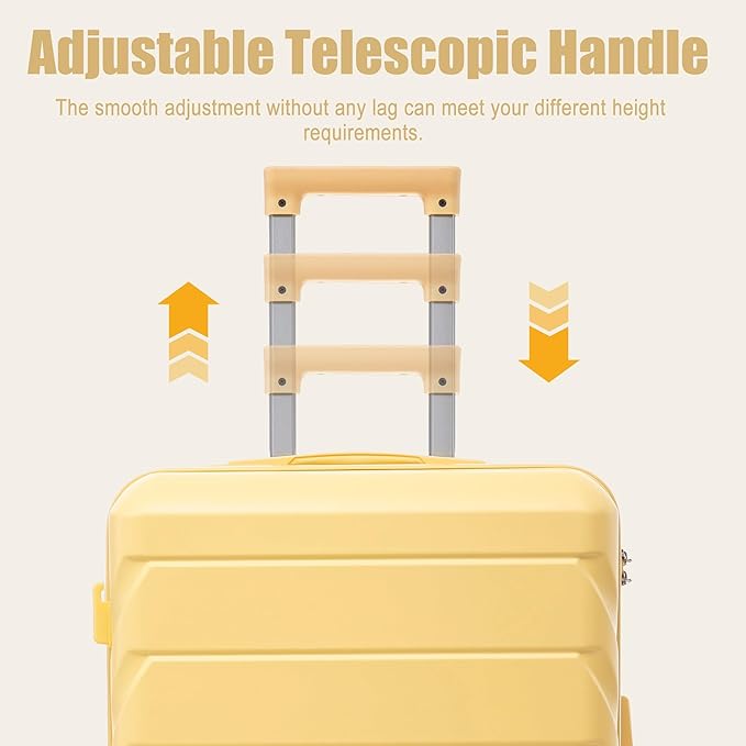 28 Inch ABS Hard Shell Large Luggage With Combination Lock and Side Hooks, Yellow