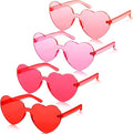 TOODOO 4 Pack Heart Shaped Sunglasses Rimless Candy Color Eyewear Galentine Valentines Accessories