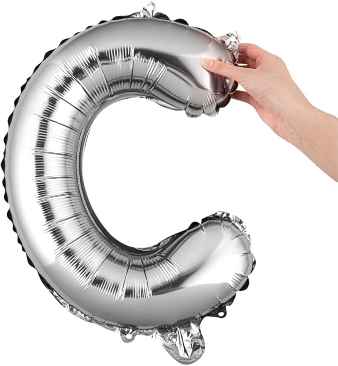 Restaurantware-Balloonify 16 Inch Letter Balloon, 1 Alphabet Party Balloon - Letter C, Self-Sealing, Silver Foil Mylar Finish, Hanging Loop, Decoration For Birthday, Wedding, Or Graduation
