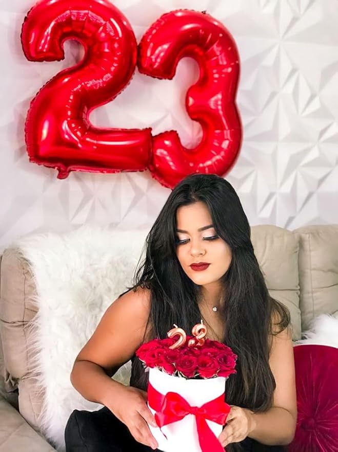 40 Inch Birthday 2 Balloon, Red Number Balloons for Birthday Party Decoration, Big Number Two Ballon for 2, 12, 20, 28, 2026 Celebration, Graduation, Baby Shower, Anniversary Decor