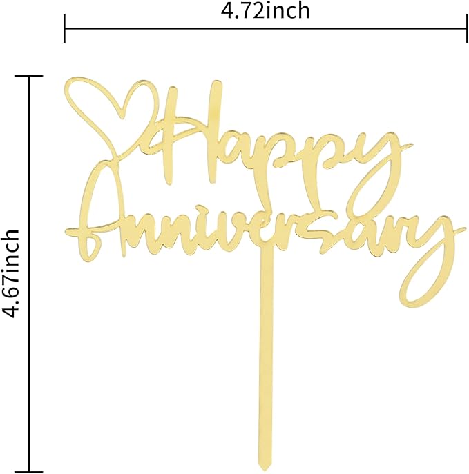BEISHIDA Happy Aniversary Cake Topper Gold Cake Decoration Company Anniversary Party Decoration for Wedding Anniversary Party for Men Women Cake Decorations Supplies