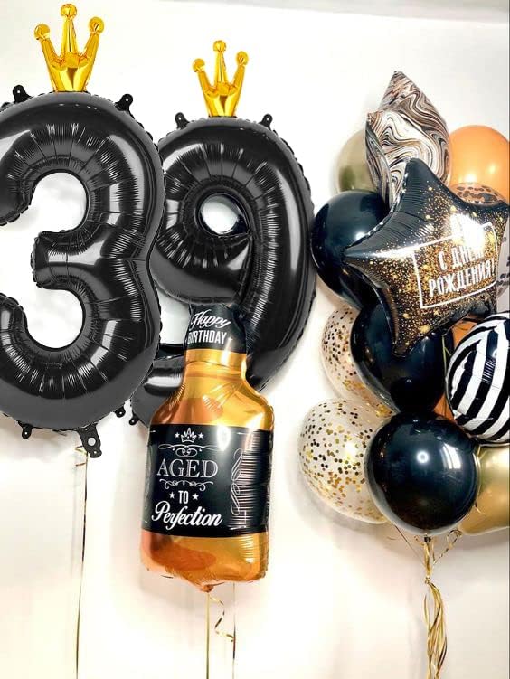 Black 9 Balloon, 40 Inch Number Balloon, Black Party Decorations, Giant Birthday Decorations for 9th 19th 29th 90th, Number 9 Balloon.