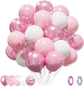 Patimate Pink and White Balloons Set, 50 pcs 12 inch Pearl Light Pink Confetti White Latex Balloons Kit for Wedding Baby Shower Bridal Shower Pink Birthday Party Decorations