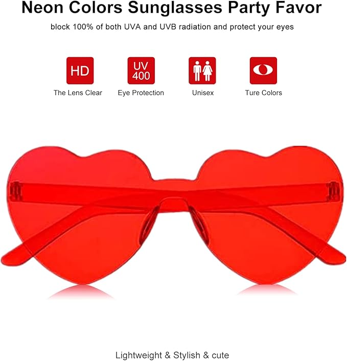 Heart Glasses Heart Shape Sunglasses for Valentine Mardi Gras Summer Women's Party Favor