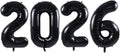 TONIFUL 2026 Black Foil Number Balloons 16 Inch Black 2026 Number Balloons 2026 Graduation Aluminum Foil Mylar Balloons for 2026 New Year Eve Christmas Anniversary Party Supplies